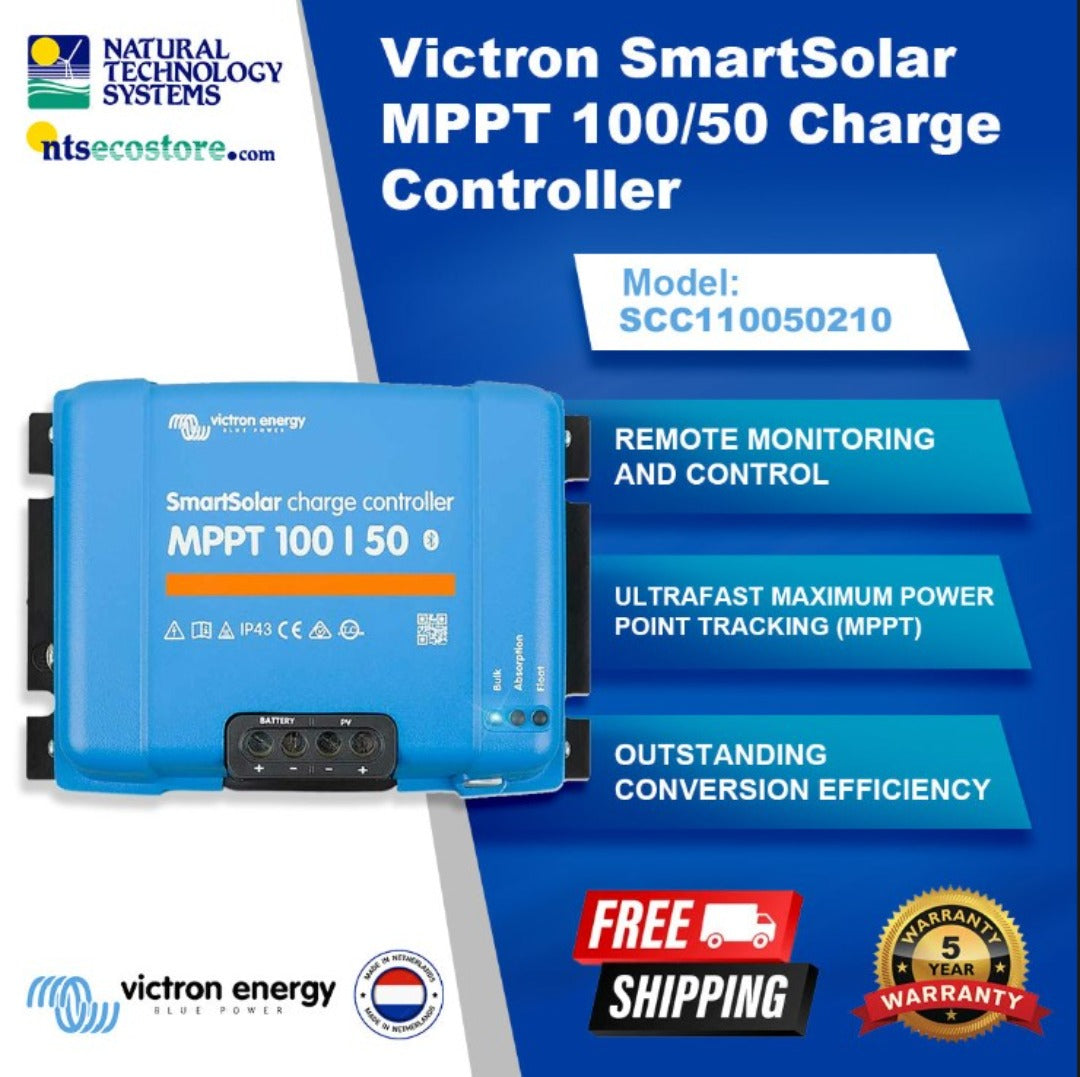 Victron SmartSolar MPPT 12/24V Charge Controller 100/50 SCC110050210