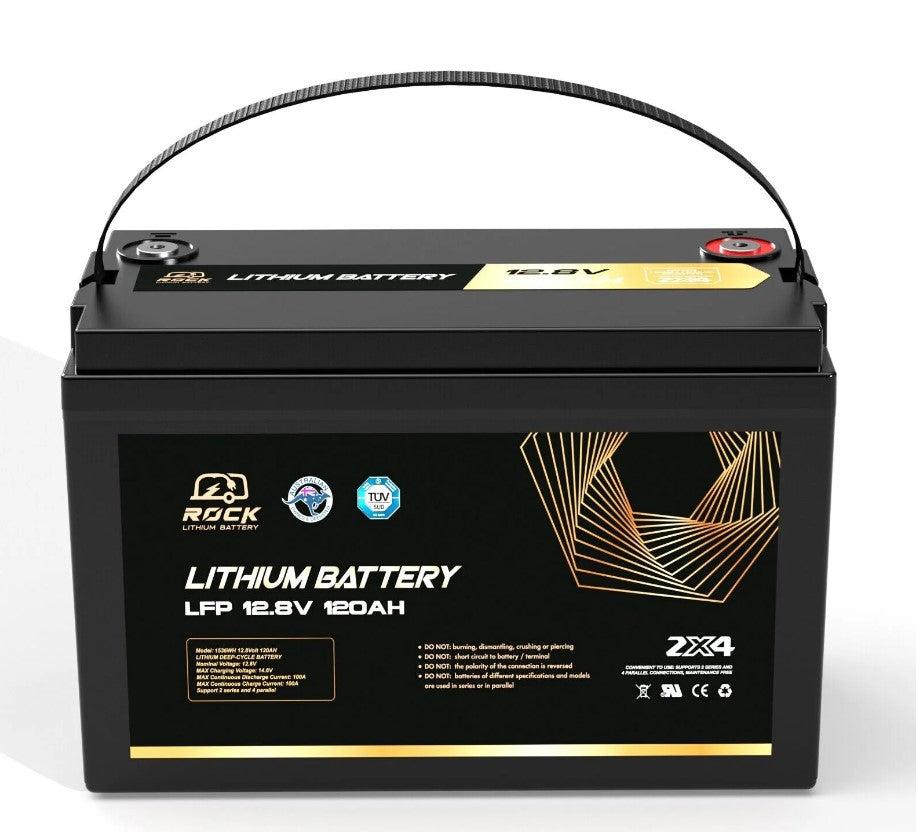 Rock 12V 120Ah Lithium Iron Phosphate LiFePO4 Battery Cells Solar Cara