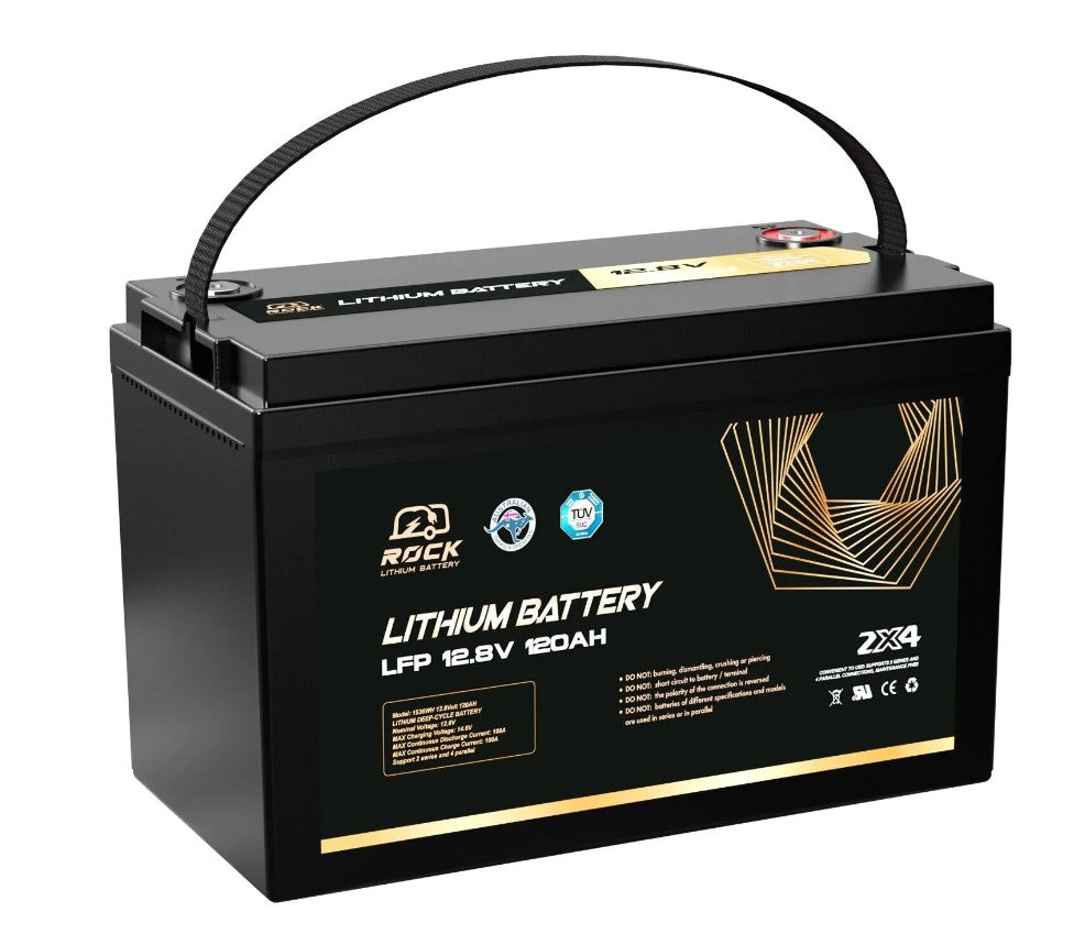 Rock 12V 120Ah Lithium Iron Phosphate LiFePO4 Battery Cells Solar Caravan 4WD RV
