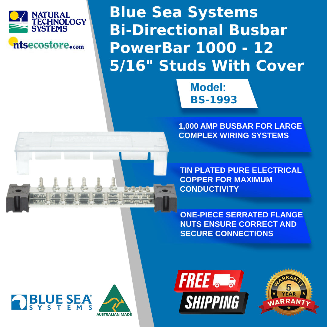 Blue Sea Systems BusBars PowerBar 1000 12 x 5/16 Stud W/Cover BS-1993