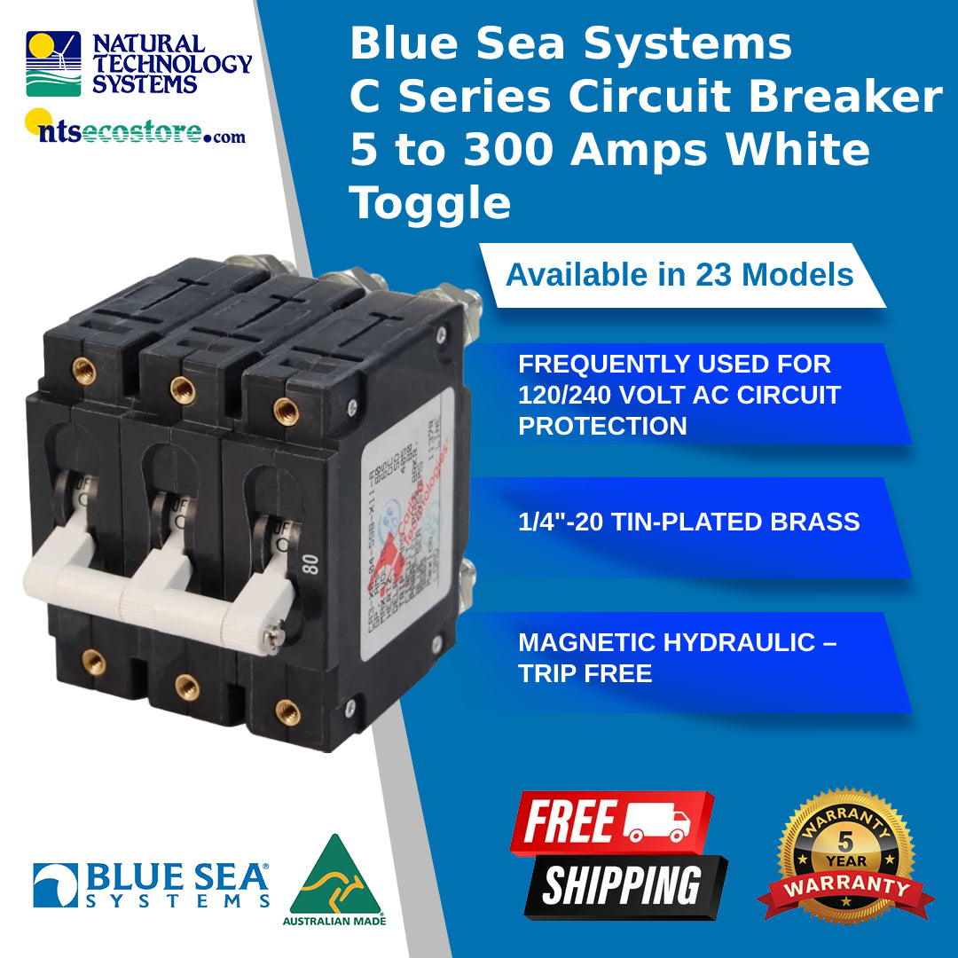 Blue Sea Systems C Series Circuit Breaker 5 to 300 Amps White Toggle