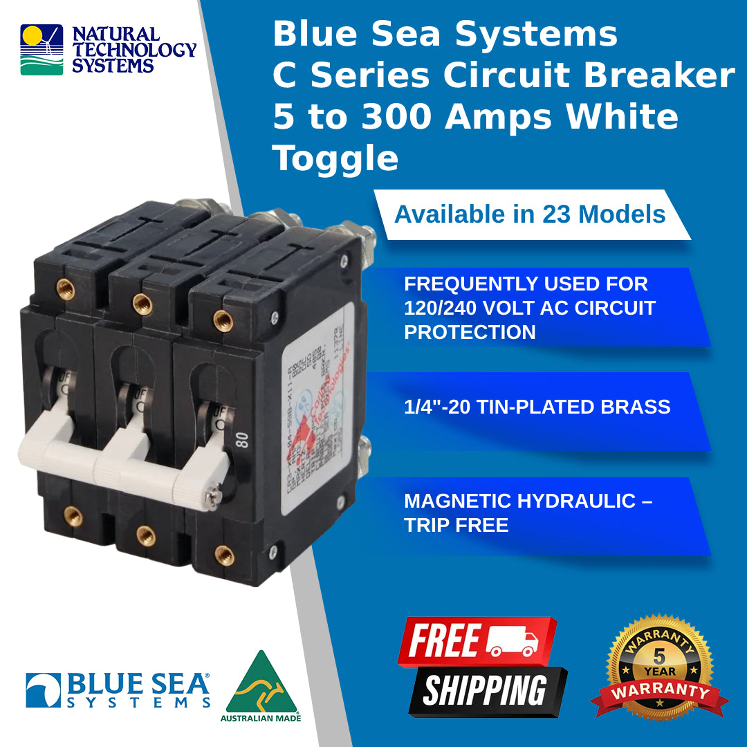 Blue Sea Systems C Series Circuit Breaker 5 to 300 Amps White Toggle