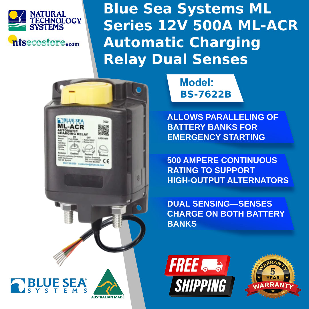 Blue Sea Systems ML Series 12V 500A ML-ACR Automatic Charging Relay Dual Senses (BS-7622B)