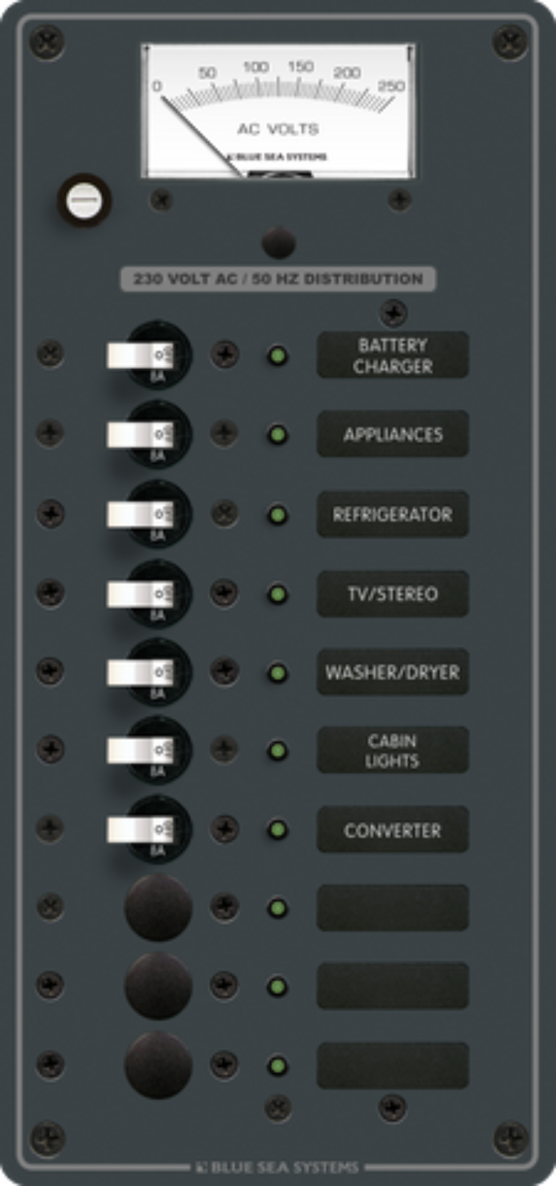 Blue Sea Systems Panel 230VAC 10 Position 8A (BS-8578B)