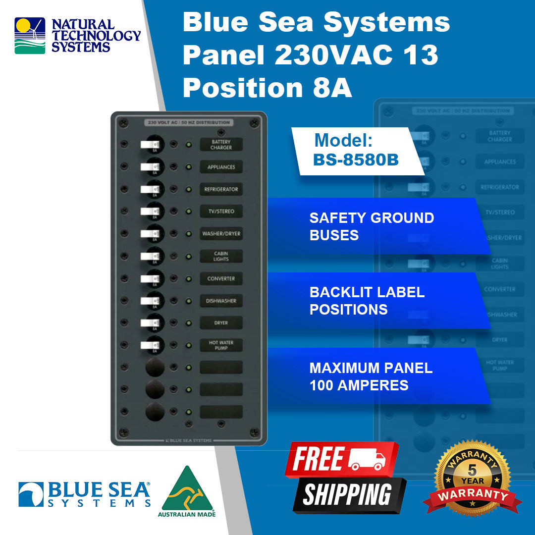 Blue Sea Systems Panel 230VAC 13 Position 8A (BS-8580B)