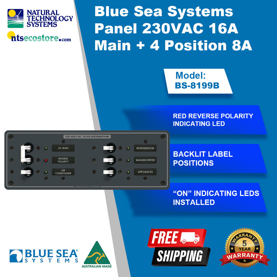 Blue Sea Systems Panel 230VAC 16A Main + 4 Position 8A (BS-8199B)