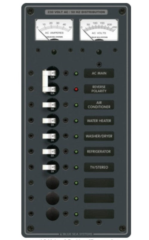 Blue Sea Systems Panel 230VAC 16A Main + 8 Position 8A BS-8174B