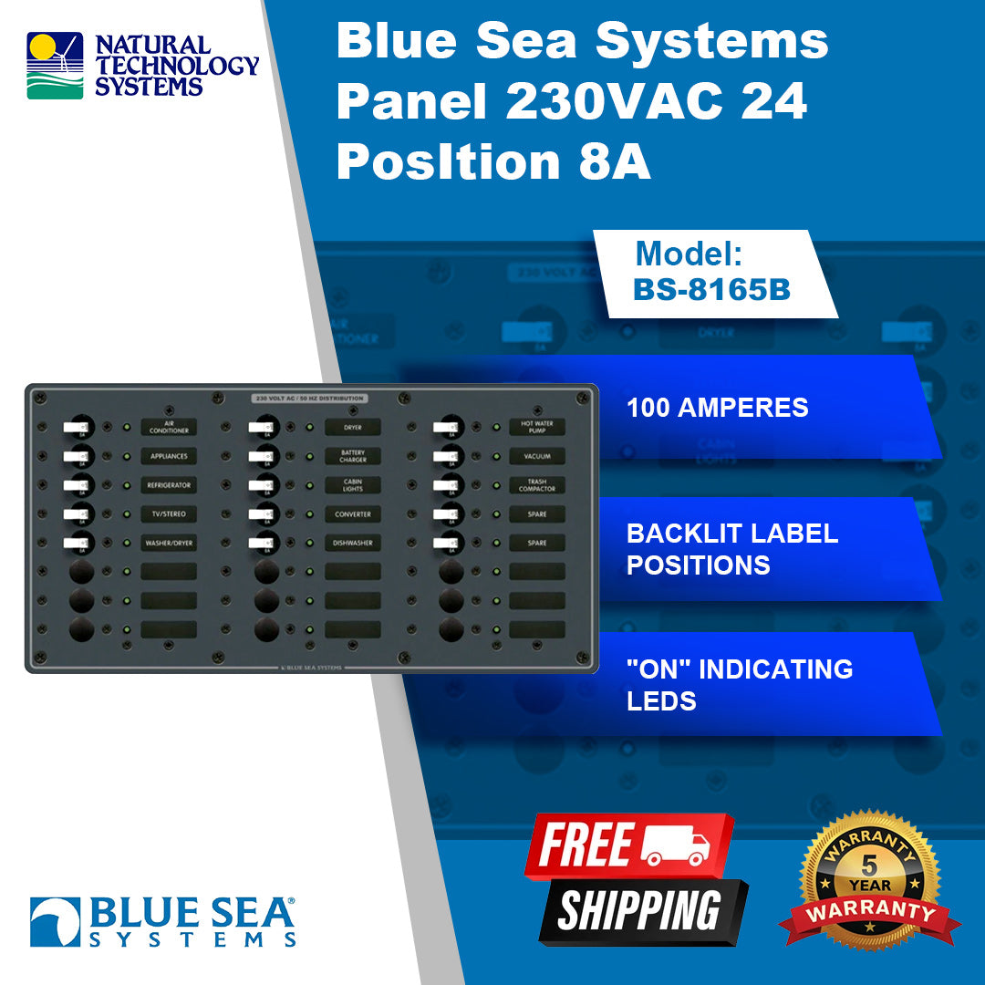 Blue Sea Systems Panel 230VAC 24 Position 8A (BS-8165B)