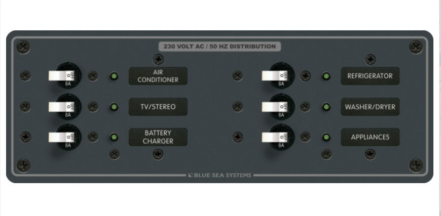 Blue Sea Systems Panel 230VAC 6 Position 8A (BS-8197B)