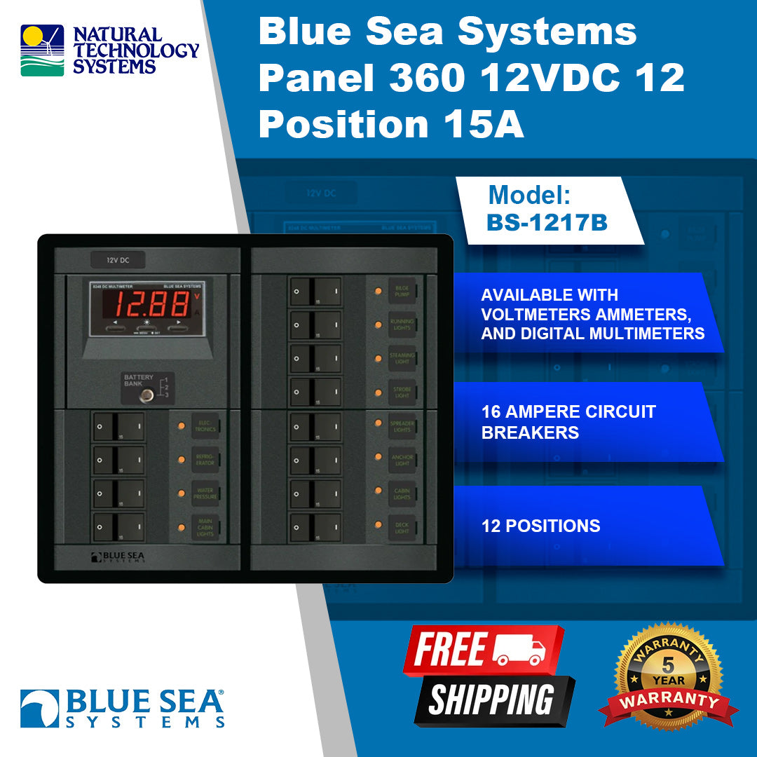 Blue Sea Systems Panel 360 12VDC 12 Position 15A BS-1217B