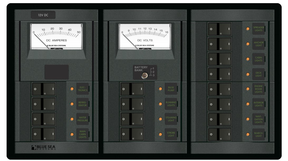 Blue Sea Systems Panel 360 12VDC 16 Position 15A BS-1201B