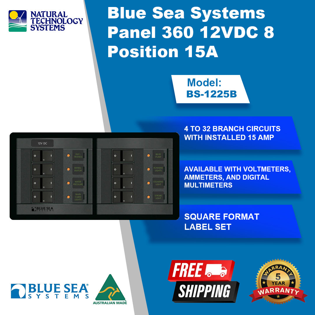 Blue Sea Systems Panel 360 12VDC 8 Position 15A BS-1225B