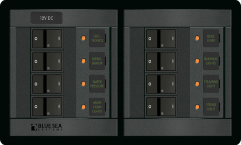 Blue Sea Systems Panel 360 12VDC 8 Position 15A BS-1225B