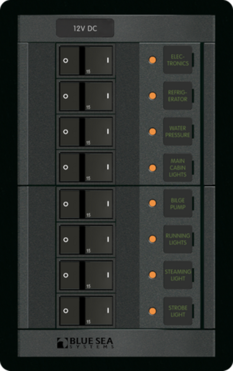 Blue Sea Systems Panel 360 12VDC 8 Postion 15A (BS-1200B)