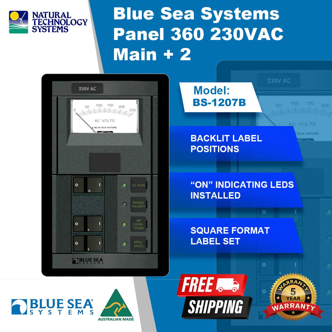 Blue Sea Systems Panel 360 230VAC Main + 2 (BS-1207B)