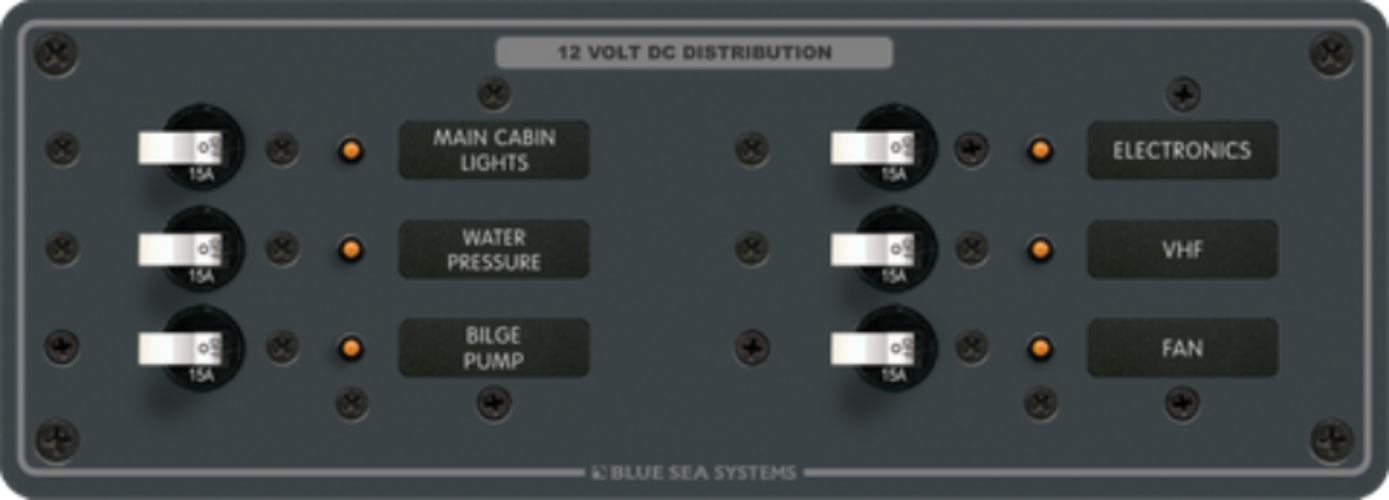 Blue Sea Systems Panel DC 6 Position 15A BS-8096B
