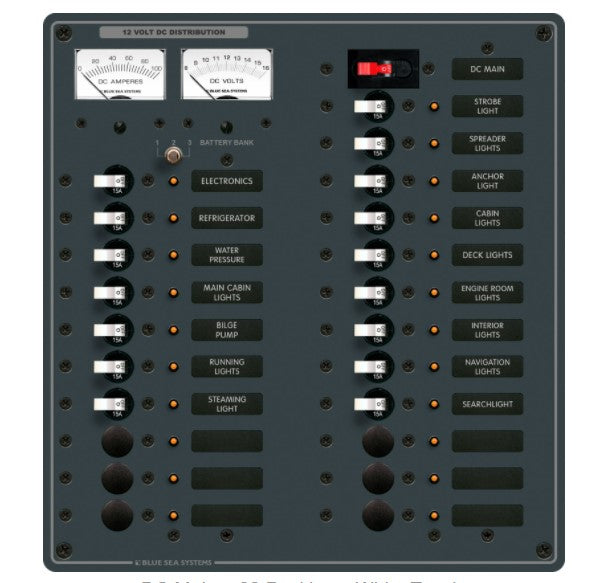 Blue Sea Systems Panel DC - Main+22 Position 15A V/A Mtr (BS-8380B)