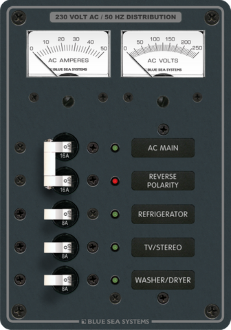 Blue Sea Systems Panel Panel 230VAC 16A Main + 3 Position 8A (BS-8509B)