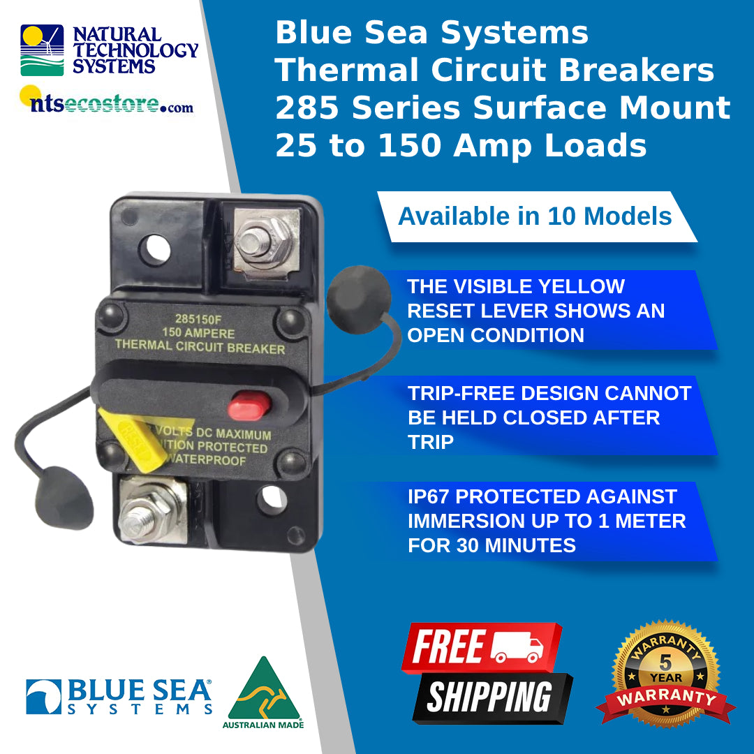 Blue Sea Systems Thermal Circuit Breakers 285 Series Surface Mount 25 to 150 Amp Loads