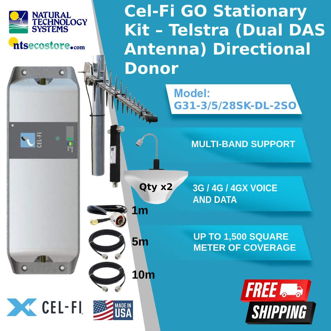 Cel-Fi GO Stationary Kit – Telstra (Dual DAS Antenna) Directional Donor G31-3/5/28SK-DL-2SO