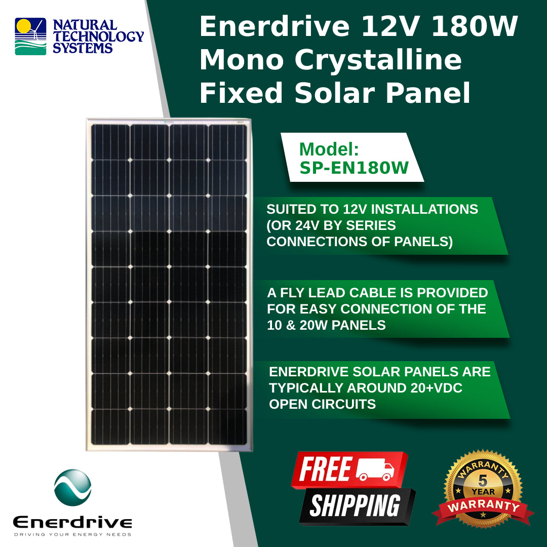 Enerdrive Fixed Solar Panels 150W Mono Squat Frame SP-EN150SQ-BLACK