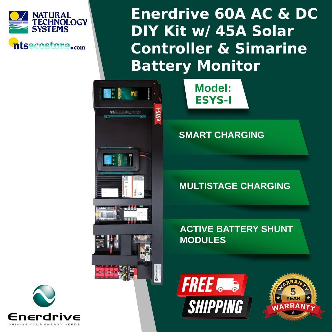 Enerdrive 60A AC-DC DIY Kit + 45A Solar Controller + Simarine Battery Monitor ESYS-I