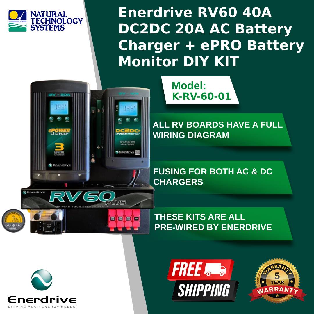 Enerdrive RV60 DIY Kit 40A & 20A AC Battery Charger + Monitor K-RV-60-01