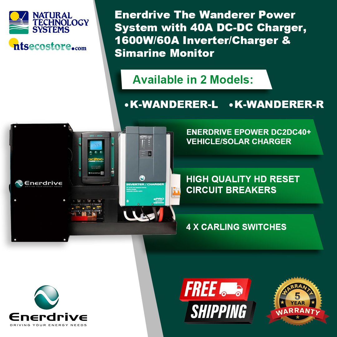 Enerdrive The Wanderer Power System 40A DC-DC Charger 1600W 60A Inverter Charger & Simarine Monitor