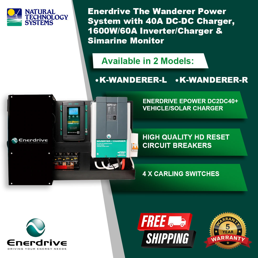 Enerdrive The Wanderer Power System 40A DC-DC Charger 1600W 60A Inverter Charger & Simarine Monitor