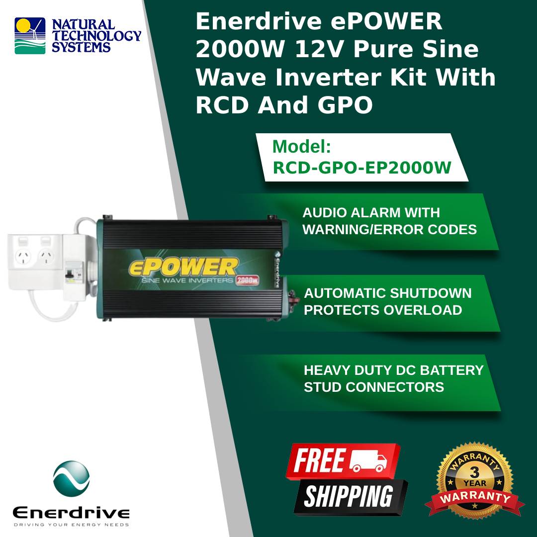 Enerdrive ePOWER 2000W 12V Pure Sine Wave Inverter Kit With RCD And GPO (RCD-GPO-EP2000W)