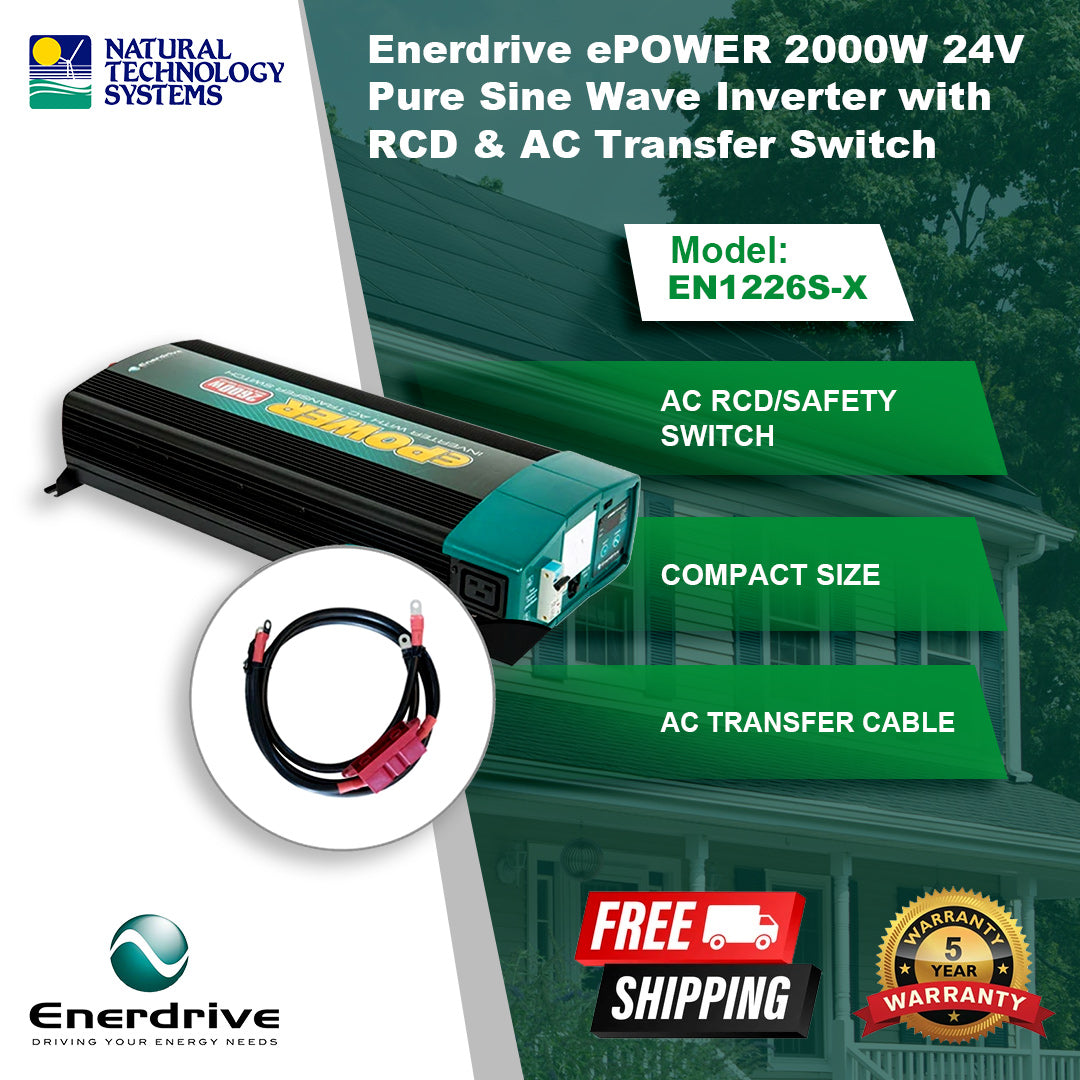 Enerdrive ePOWER TSW Inverters 2600W 12V w/RCD & AC Transfer EN1226S-X