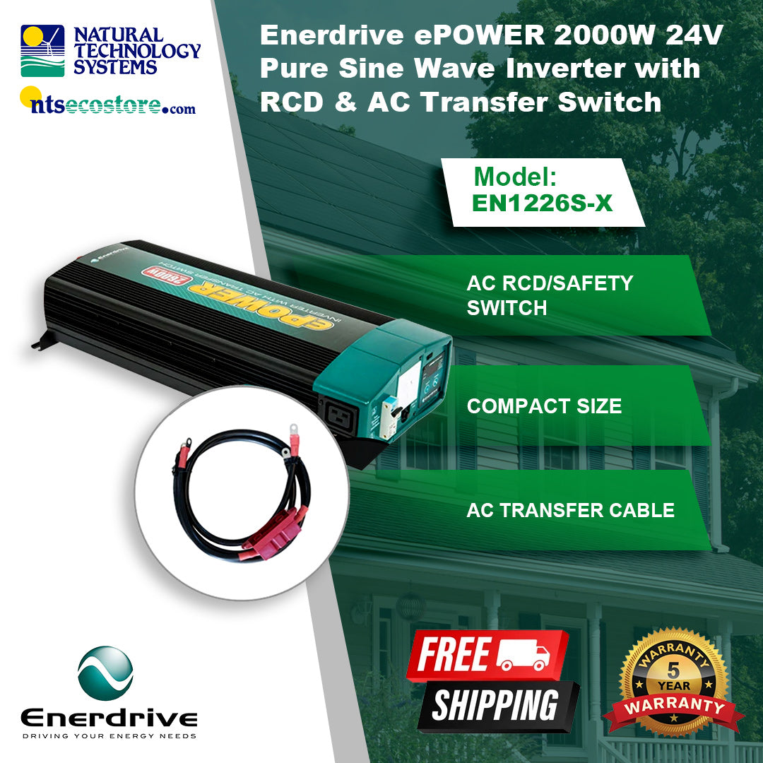 Enerdrive ePOWER TSW Inverters 2600W 12V w/RCD & AC Transfer EN1226S-X