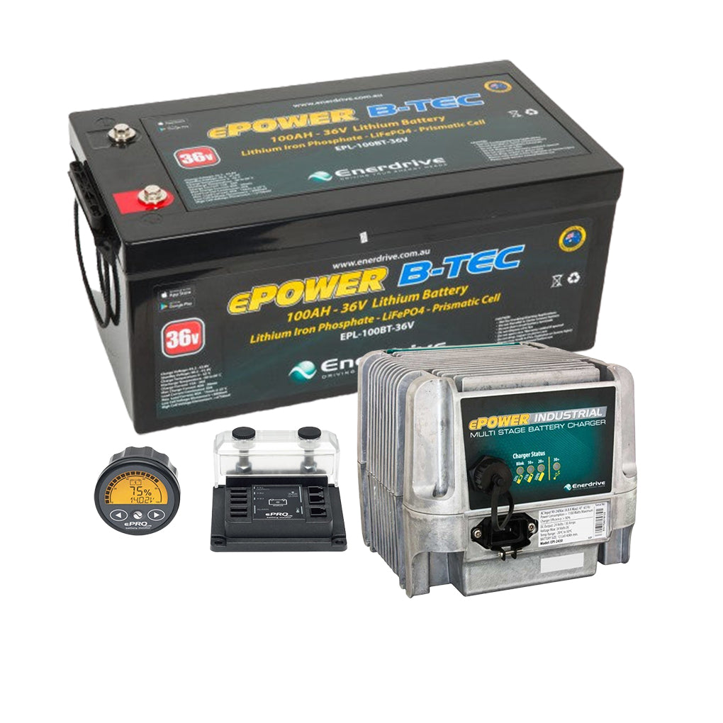 Enerdrive ePOWER B-TEC 100Ah Lithium Battery w/ 20A Charger & ePRO PLUS Monitor (K-100-05)