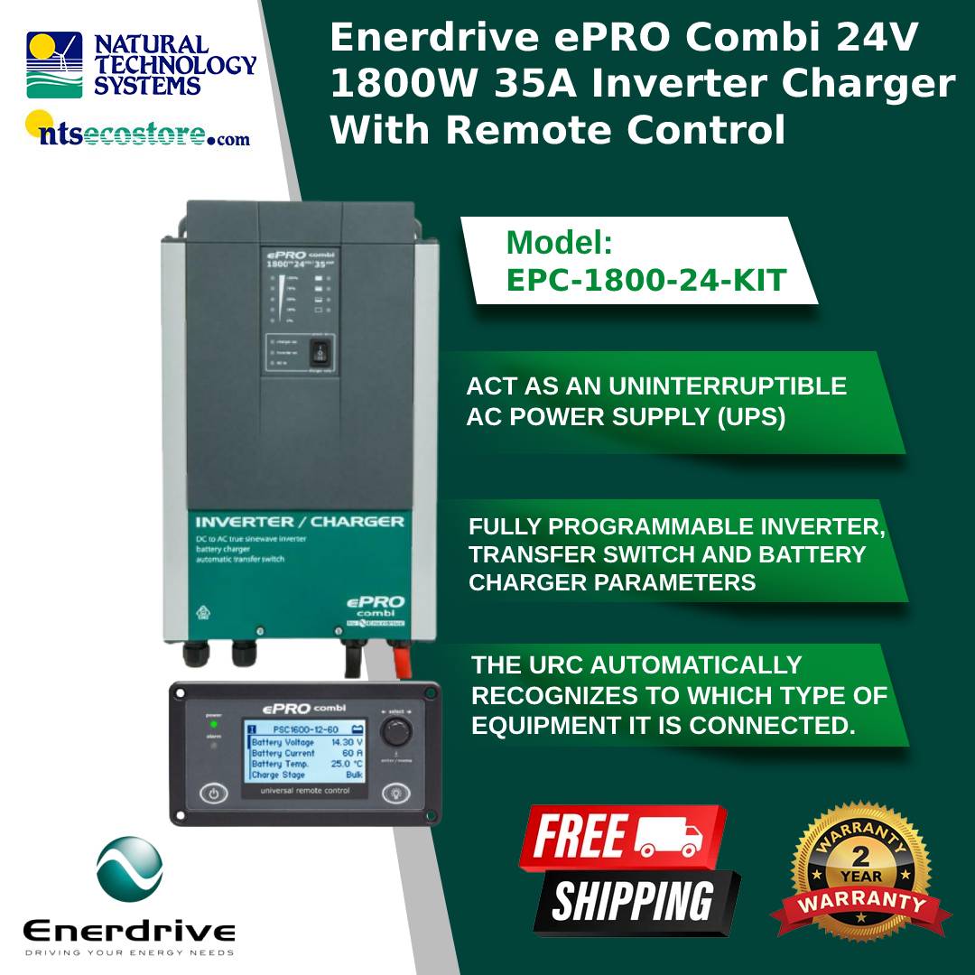 Enerdrive ePRO Combi Inverter Charger 24V 1800W 35A W/Remote EPC-1800-24-KIT
