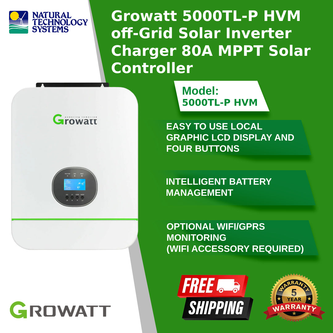 Growatt 5000TL-P HVM off-Grid Solar Inverter Charger 80A MPPT Solar Controller