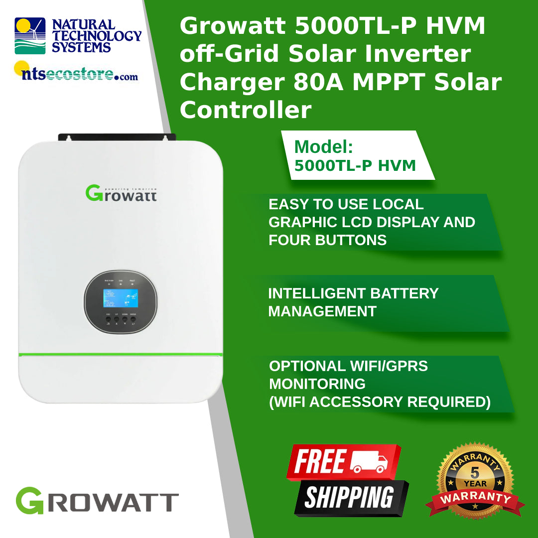 Growatt 5000TL-P HVM off-Grid Solar Inverter Charger 80A MPPT Solar Controller
