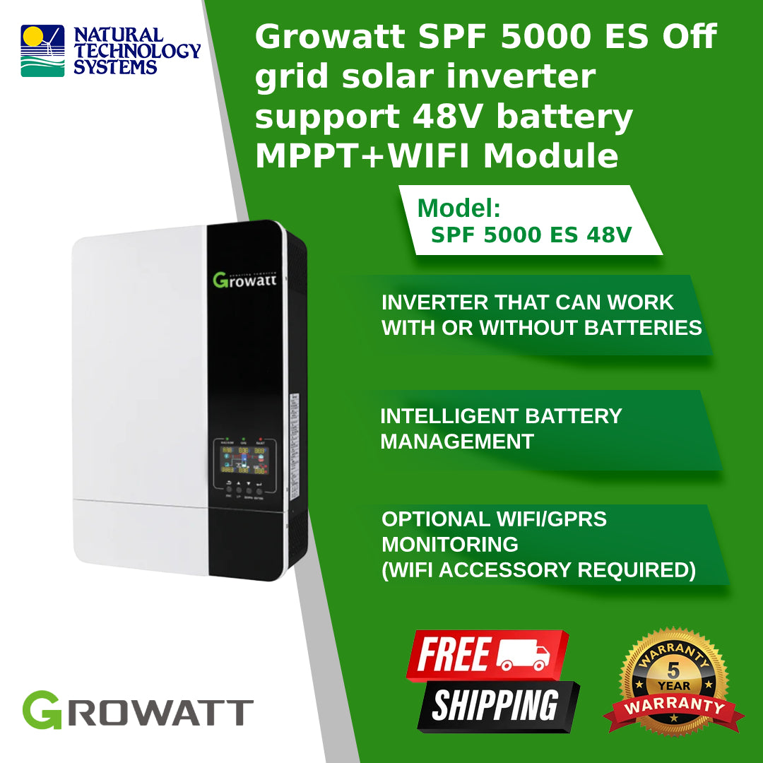 Growatt SPF 5000 ES Off grid solar inverter support 48V battery MPPT