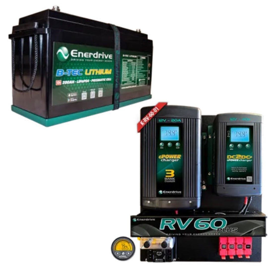 Enerdrive ePOWER B-TEC LiFePO4 Lithium Battery With RV60 DIY Installation Kit
