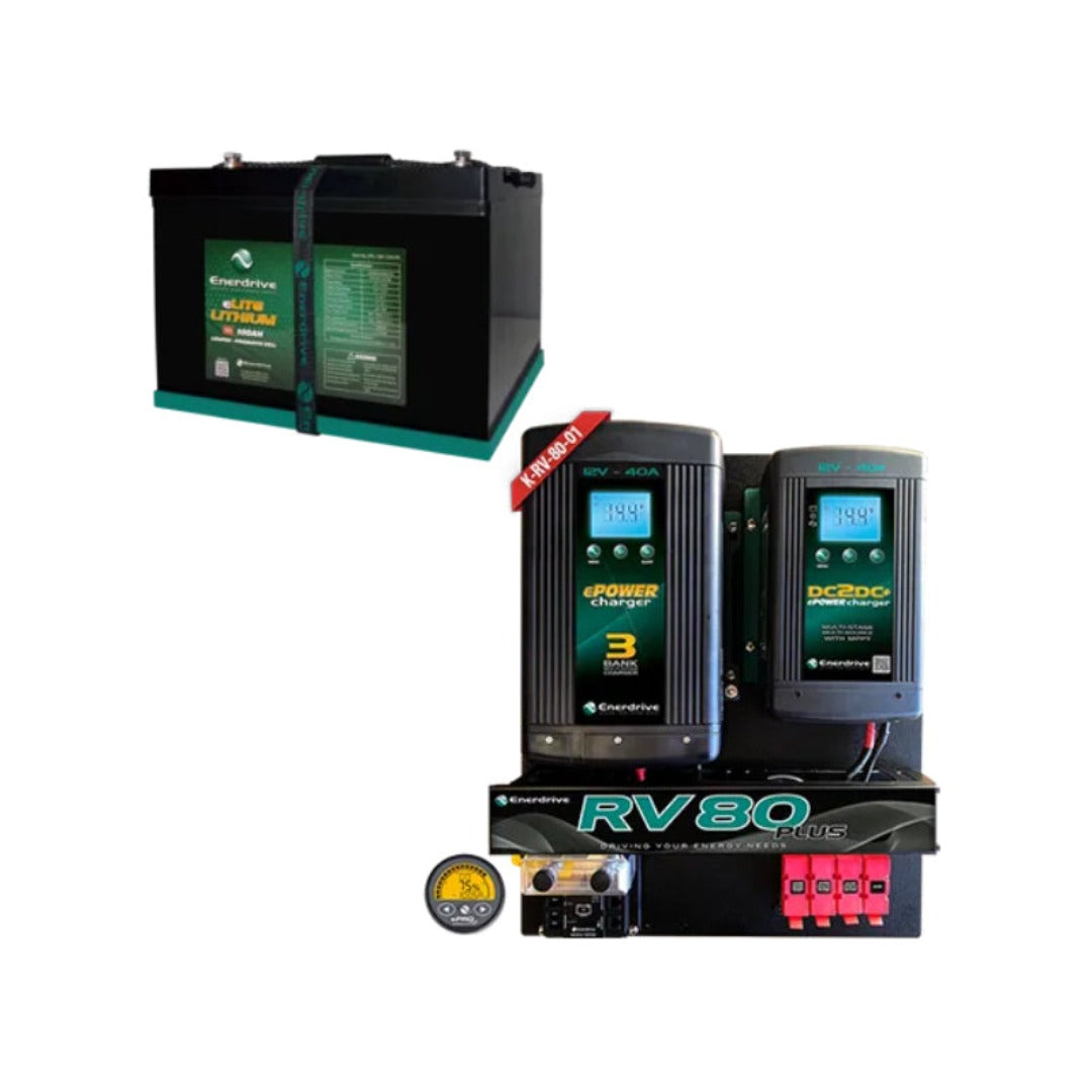 Enerdrive ePOWER B-TEC LiFEPO4 Lithium Battery + RV80 DIY Installation Kit