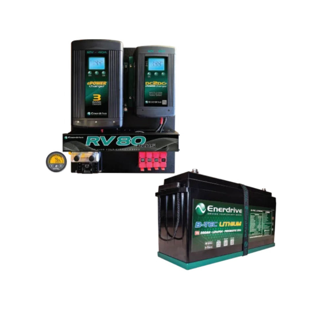 Enerdrive ePOWER B-TEC LiFEPO4 Lithium Battery + RV80 DIY Installation Kit