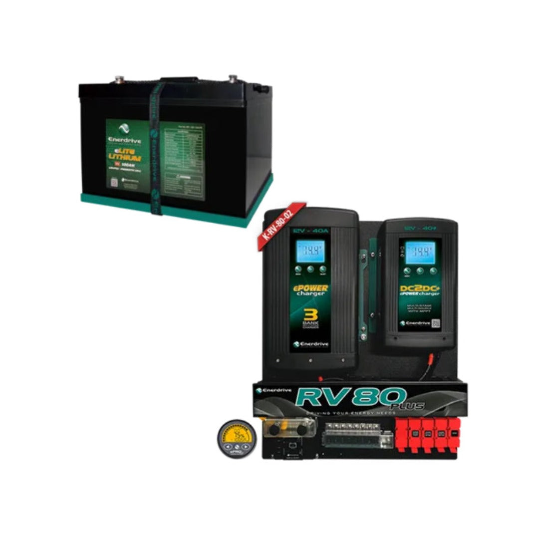 Enerdrive ePOWER B-TEC LiFEPO4 Lithium Battery + RV80 DIY Installation Kit