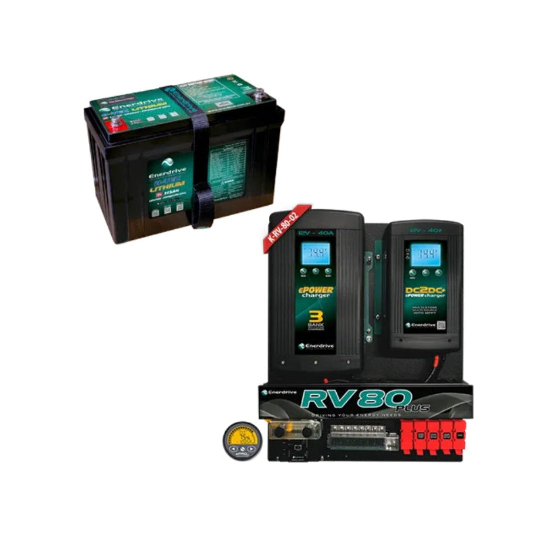 Enerdrive ePOWER B-TEC LiFEPO4 Lithium Battery + RV80 DIY Installation Kit