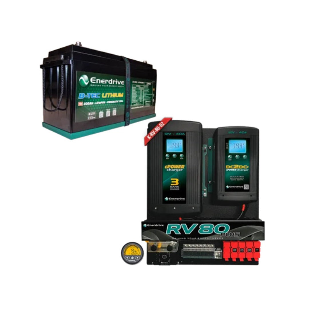Enerdrive ePOWER B-TEC LiFEPO4 Lithium Battery + RV80 DIY Installation Kit