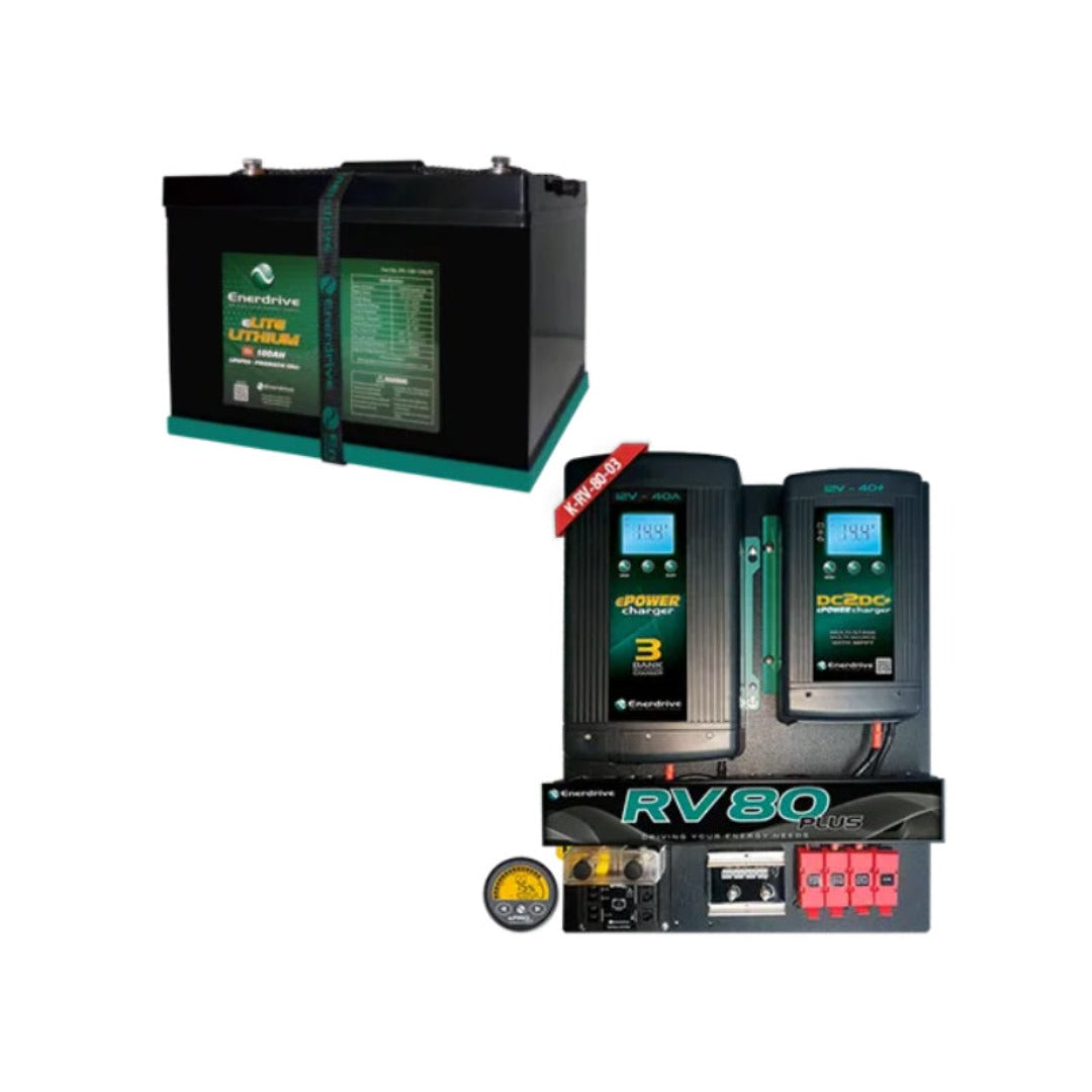 Enerdrive ePOWER B-TEC LiFEPO4 Lithium Battery + RV80 DIY Installation Kit
