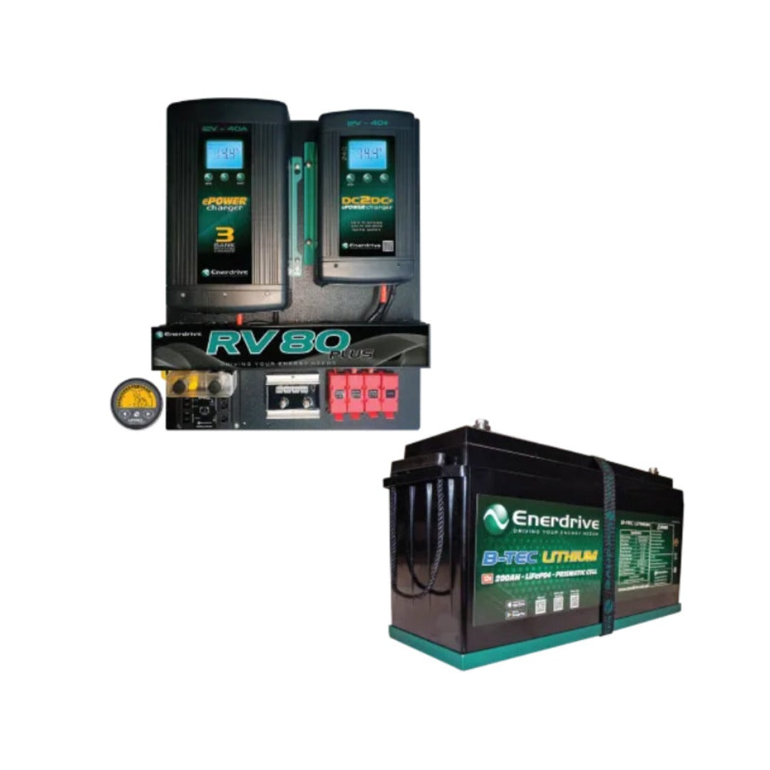 Enerdrive ePOWER B-TEC LiFEPO4 Lithium Battery + RV80 DIY Installation Kit