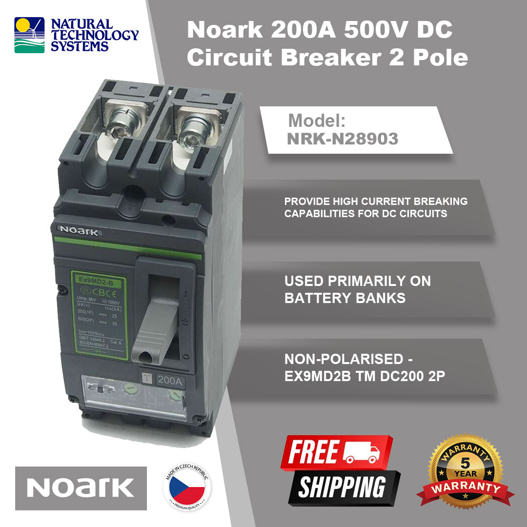 Noark 200A 500V DC Circuit Breaker 2 Pole (NRK-N28903)