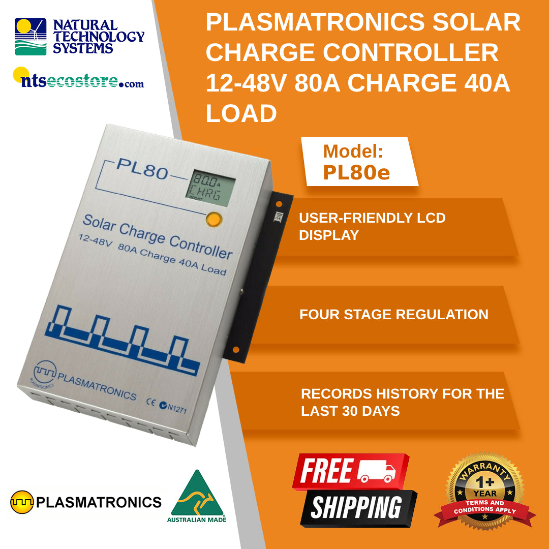 Plasmatronics PL Solar Charge Controller 80Amp 12-48V 40A Load PL80e
