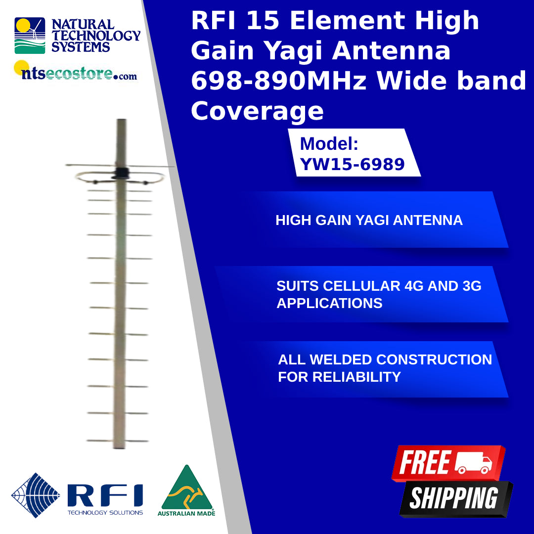 RFI 15 Element High Gain Yagi Antenna 698-890MHz Wide Band Coverage YW15-6989