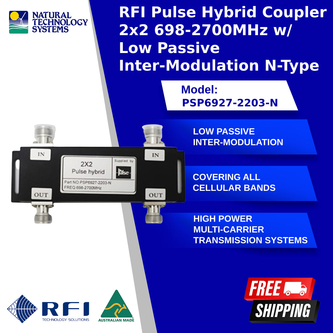 RFI Pulse Hybrid Coupler 2x2 698-2700MHz Low Passive Inter-Modulation N-Type PSP6927-2203-N