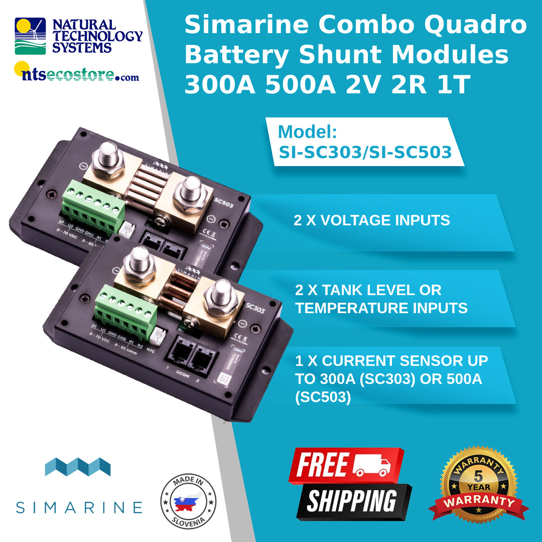 Simarine Combo Quadro Battery Shunt Modules 300A 2V 2R 1T (SI-SC303/SI-SC503)